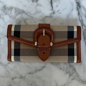 Burberry Tan and Black Plaid Wallet